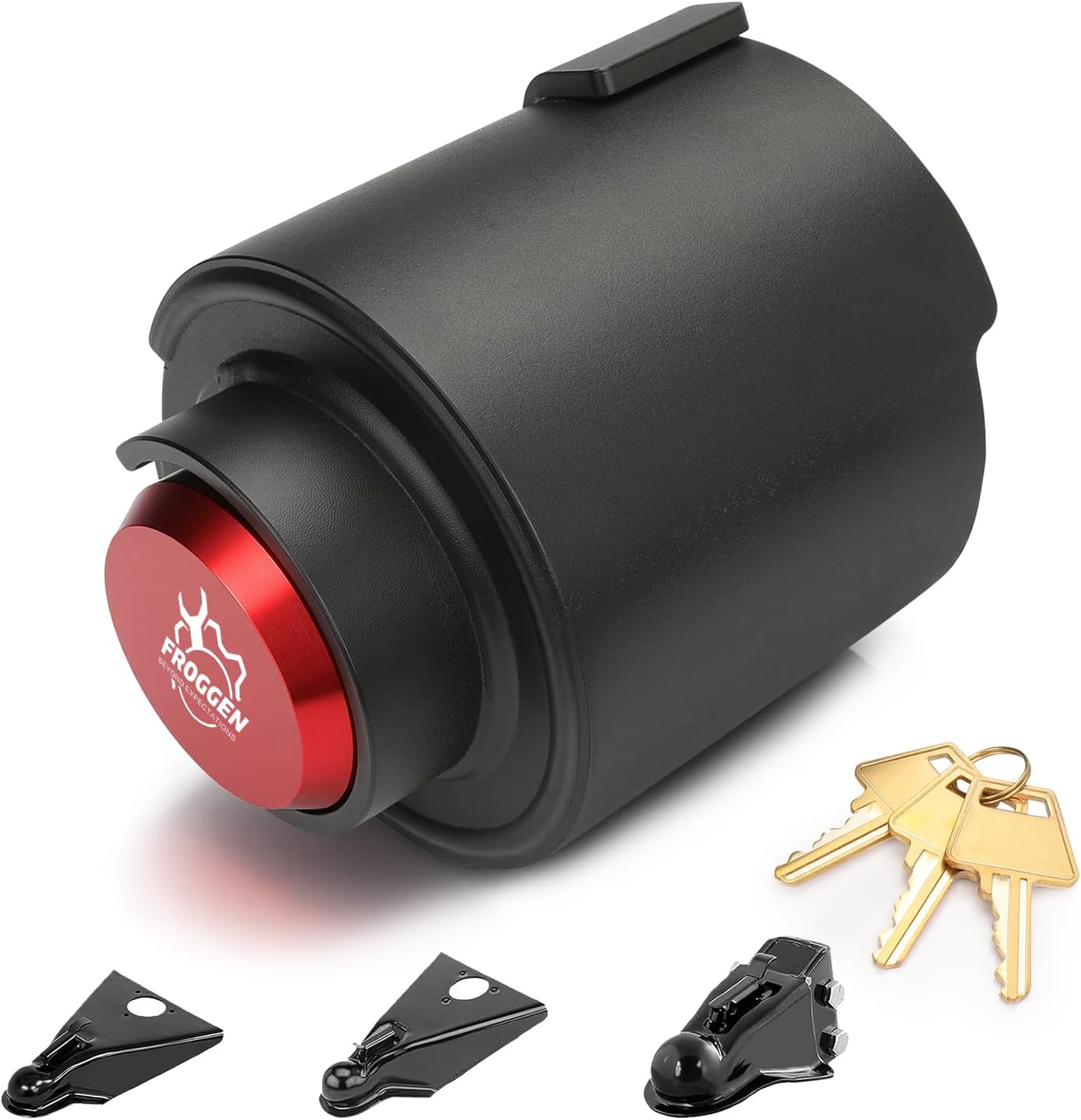 2 5/16" Heavy Duty Trailer Hitch Lock - Anti-Theft Ball Coupler Lock for Trucks/RVs/Boats | Weatherproof, High Security, Fits Safety Chains (Red, Pin Tumbler)