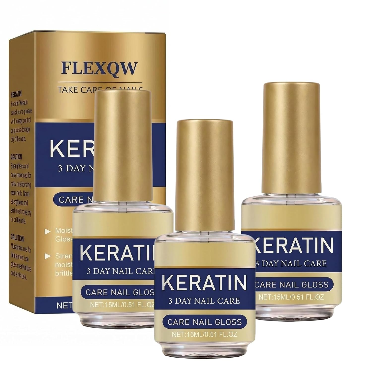 Keratin Nail Repair Serum, 3 Day Nail Care Gloss, Strengthens and Moisturizes Dry Brittle Nails, Spray Design, 0.51 fl oz, 3 Pack
