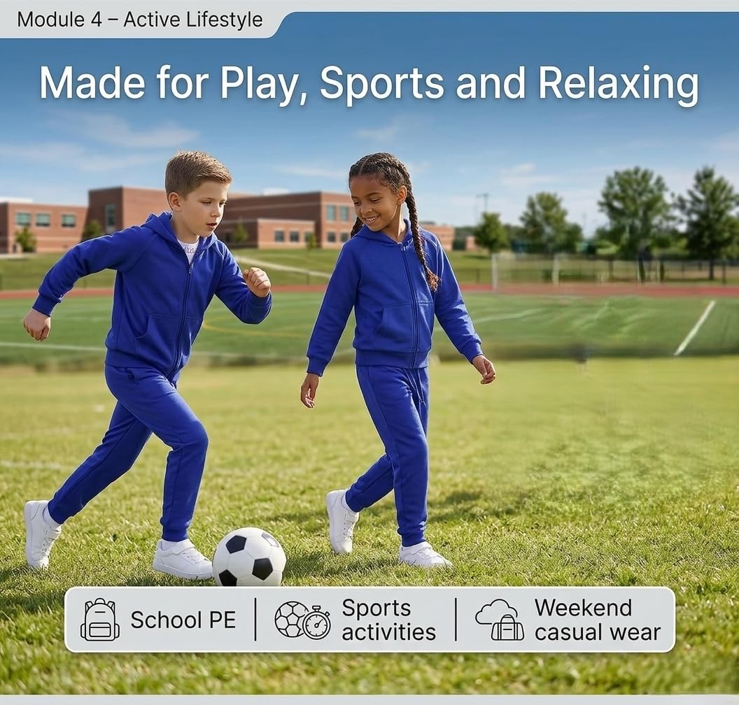 A2Z 4 Kids Plain Tracksuit Hoodie with Jogger Sweatpants Sports Activewear Set Girls Boys Children Age 5-13 years