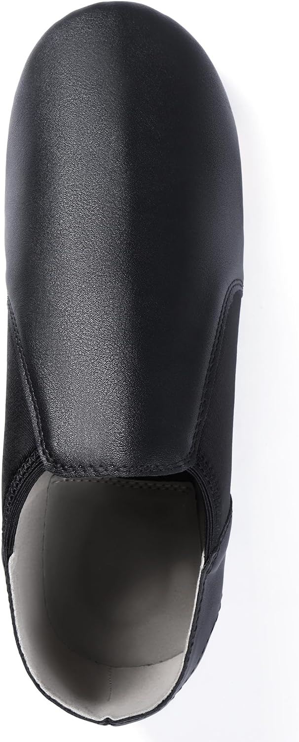 Linodes Unisex PU Leather Upper Slip-on Jazz Shoe with Upgraded Abrasion Resistant Suede Outsole for Women and Men's Dance Shoes