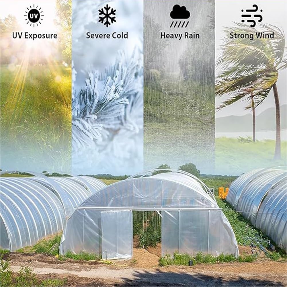 Clear Tarp Waterproof with Grommets Anti-Tear Insulation Shed Cloth Rainproof Plastic Sheeting for Balcony Garden Chicken Coop Plant Roof Patio Enclosure(6.6X10FT)