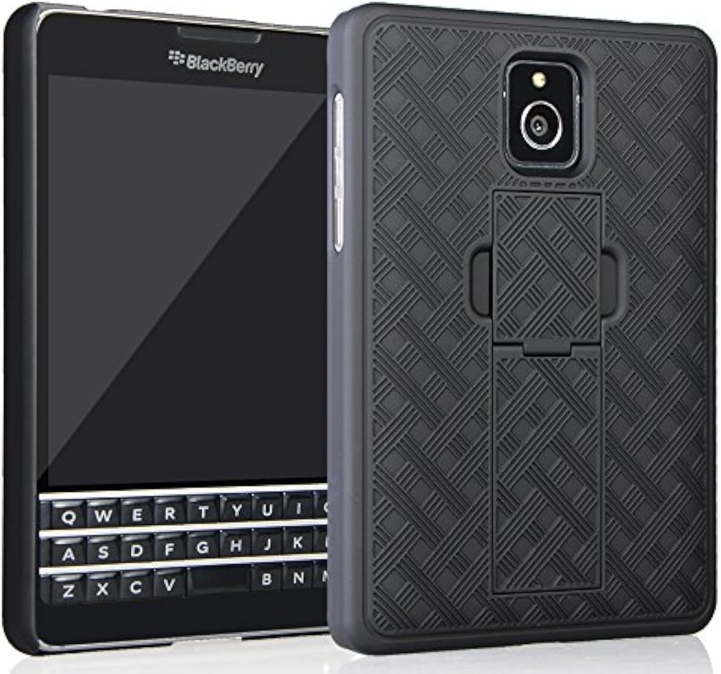 Case for AT&T BlackBerry Passport, Black Kickstand Case Slim Hard Shell Cover for AT&T BlackBerry Passport (SQW100-3)