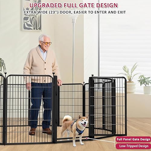 Miniatura 2 de Corralito para perros, 40 pulgadas, 8 paneles, valla para perros con puerta extra ancha, corral para mascotas anti-tropiezos, corral para perros a