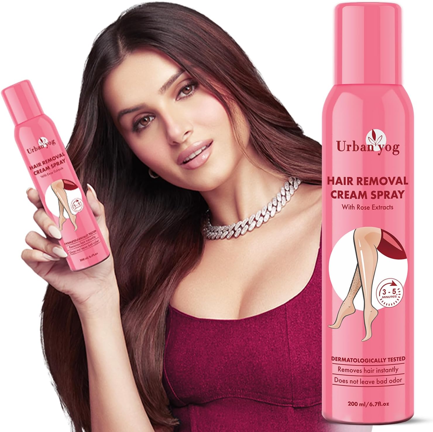 Hair Removal Cream Spray for Women - Painless Body Hair Remove (200 ML, Rose)