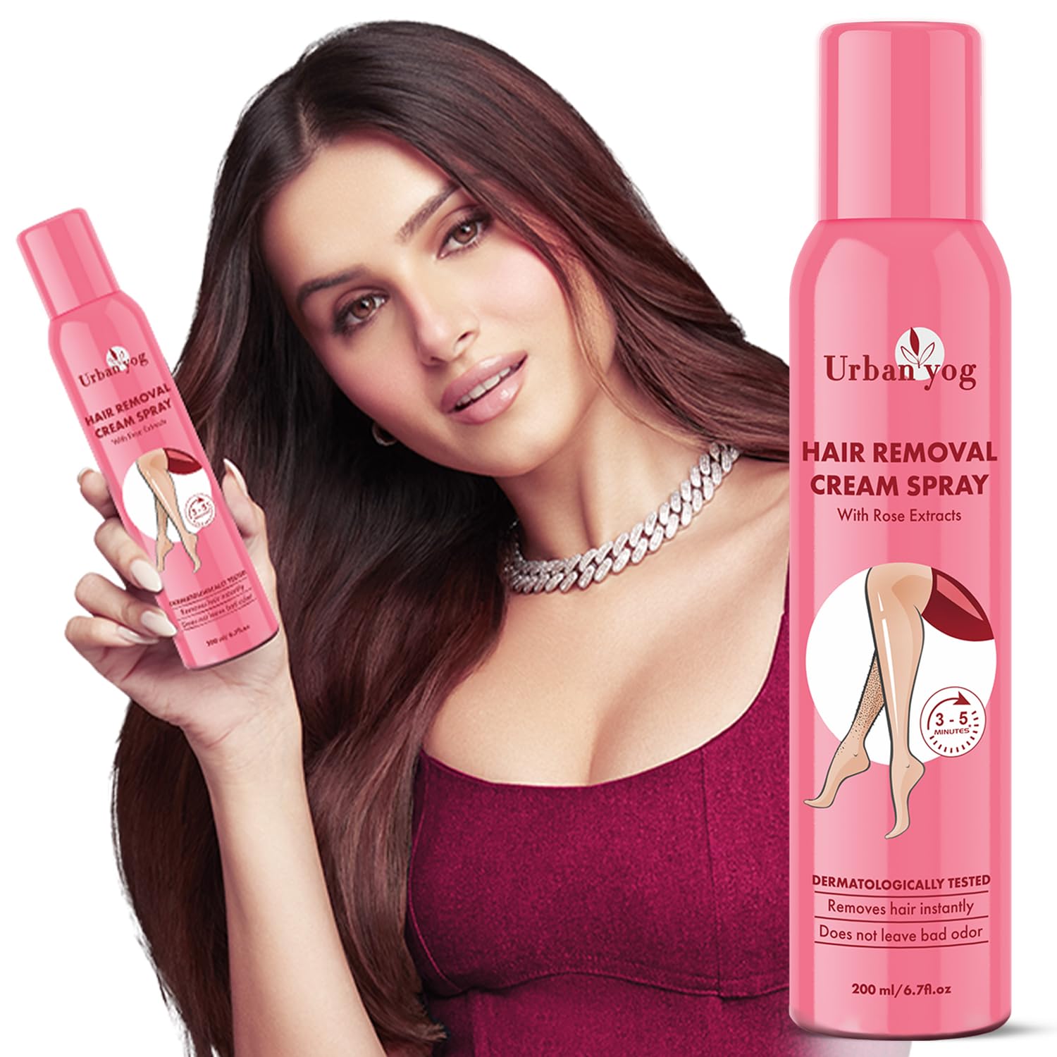 Urban yog Hair Removal Cream Spray for Women | Painless Body Hair Removal Spray for legs, hands, underarm & back (200 ML)