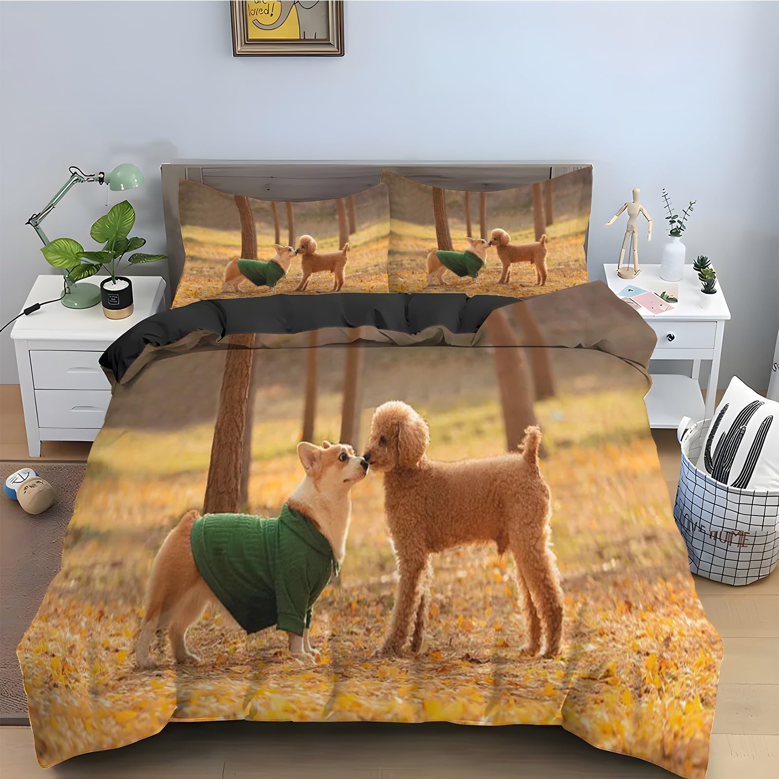 Parure de Lit Corgi pour Chambre Cosy - Housse de Couette 220x240 Imprimée
