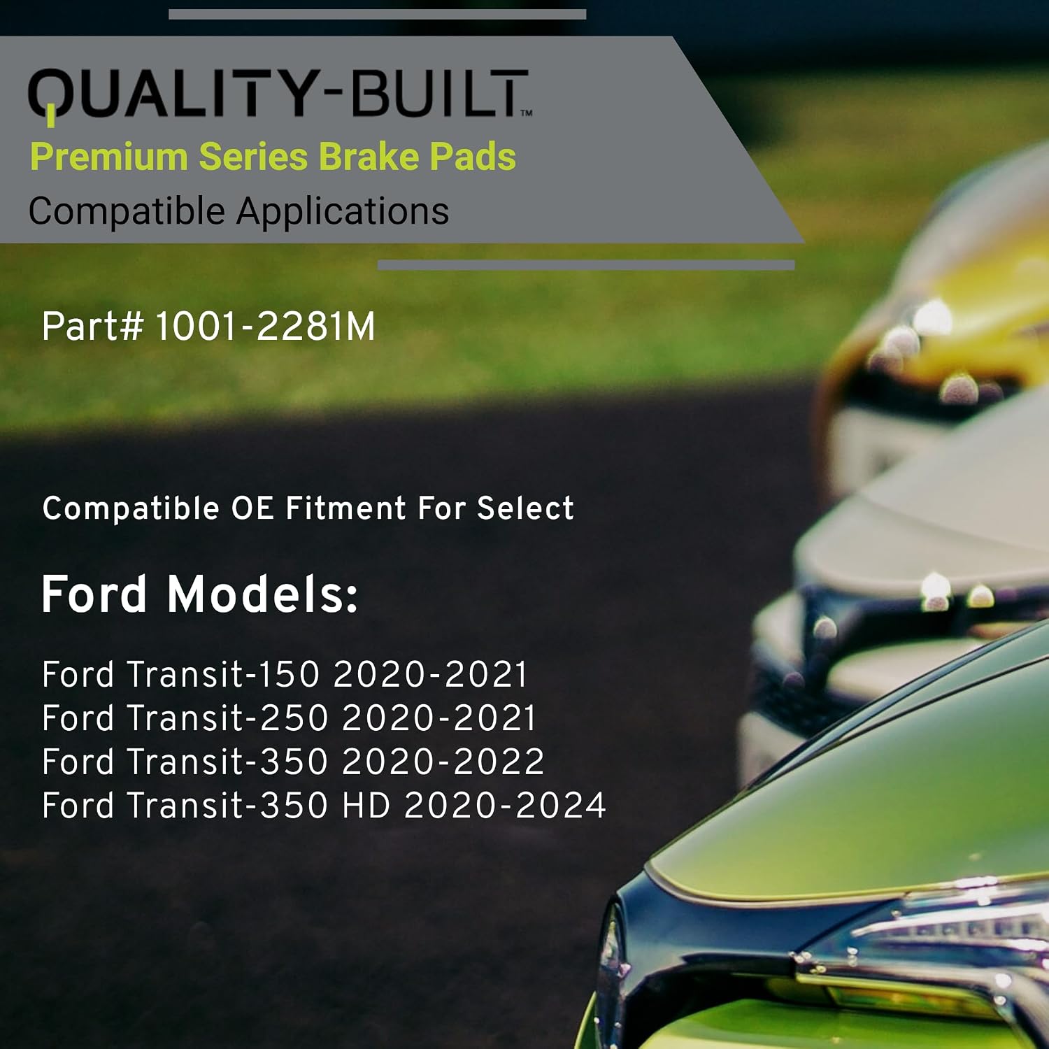 QUALITY-BUILT Rear Semi-Metallic Brake Pads, Premium 1001-2281M, Compatible with 2020-2024 Ford (Transit-150,Transit-250,Transit-350,Transit-350 HD)