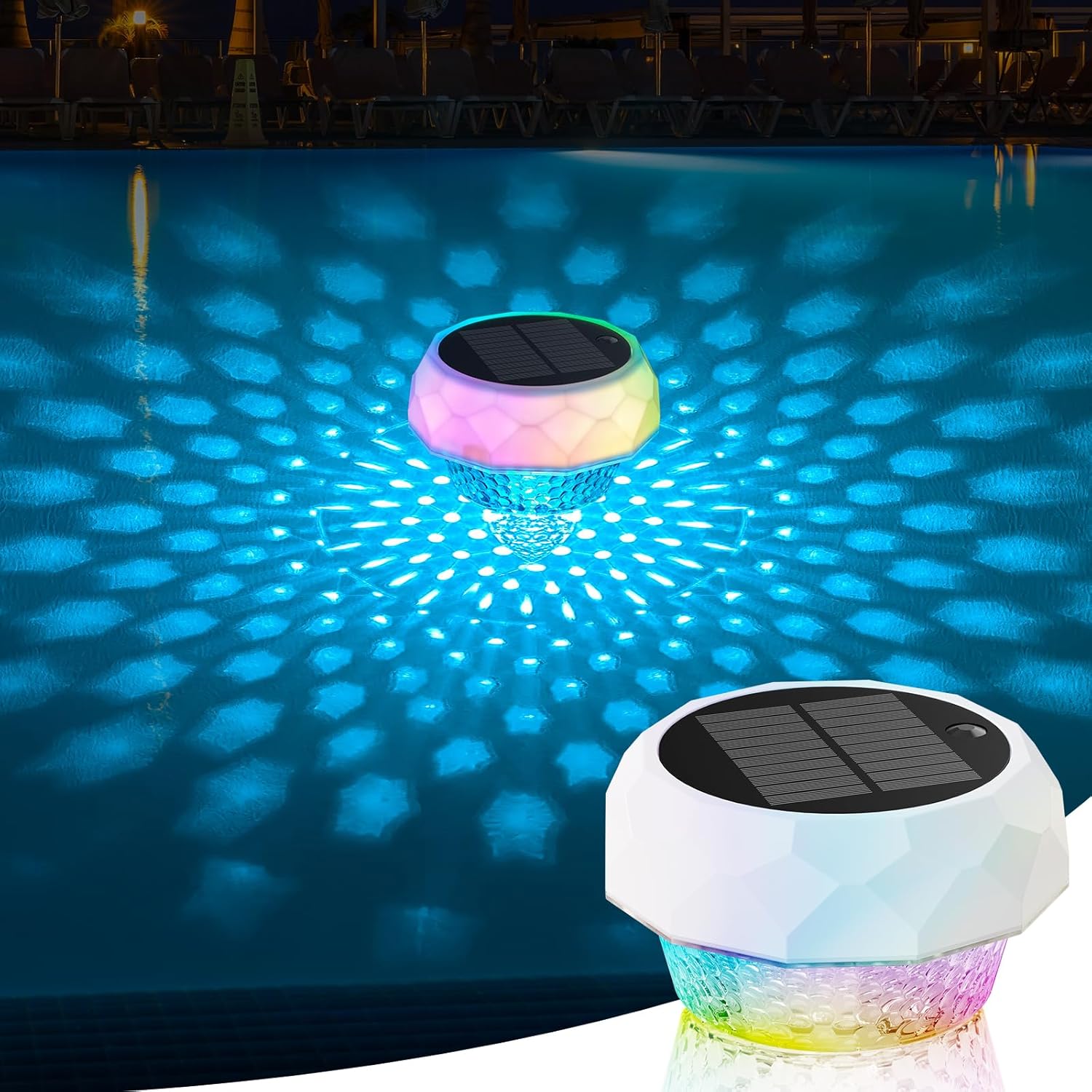 Solar Floating Pool Lights, RGB Color Float Pool Lights with Remote, IP68 Waterproof, Pool Decor Lighting Accessories for Inground, Above Ground Pools, Outdoor, Garden, Party Decoration