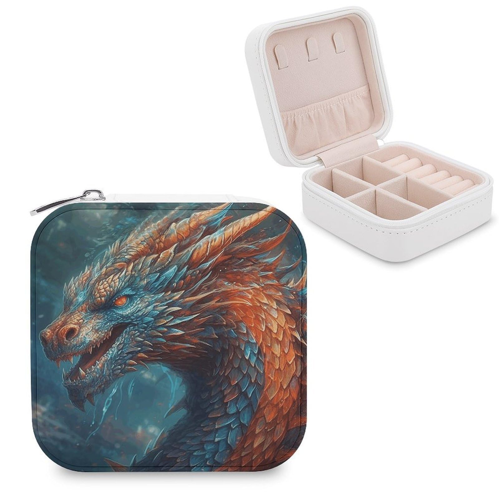 VstaDank Dragon Art Jewelry Box for Women Custom Travel Jewelry Case Personalized Travel Jewelry Boxes Small Portable Jewelry Organizer Box for Rings Necklaces Bracelets Earring
