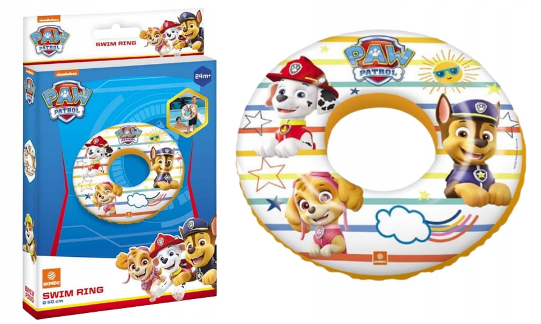 Mondo Toys - PAW PATROL Swim Ring - Flotador Hinchable para bebé – Flotante – Rosquilla Hinchable – Ideal para niño/niña utilizable en Piscina/mar - 16629