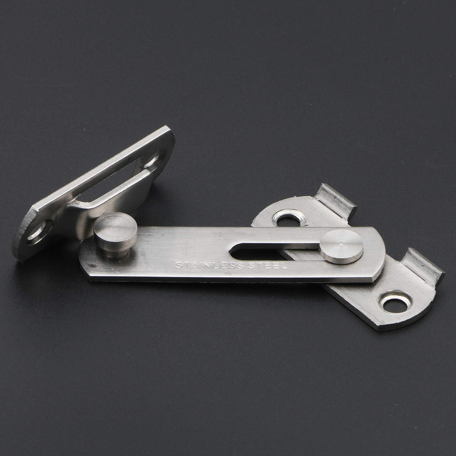 Barn Door Lock, Flip Door Latch Heavy Duty Stainless Steel Safety Door Lock Bar Gate Latches for Wine Cabinet, Bathroom, Outdoor, Garage, Garden, Closet Door, Brushed Finish (Silver)