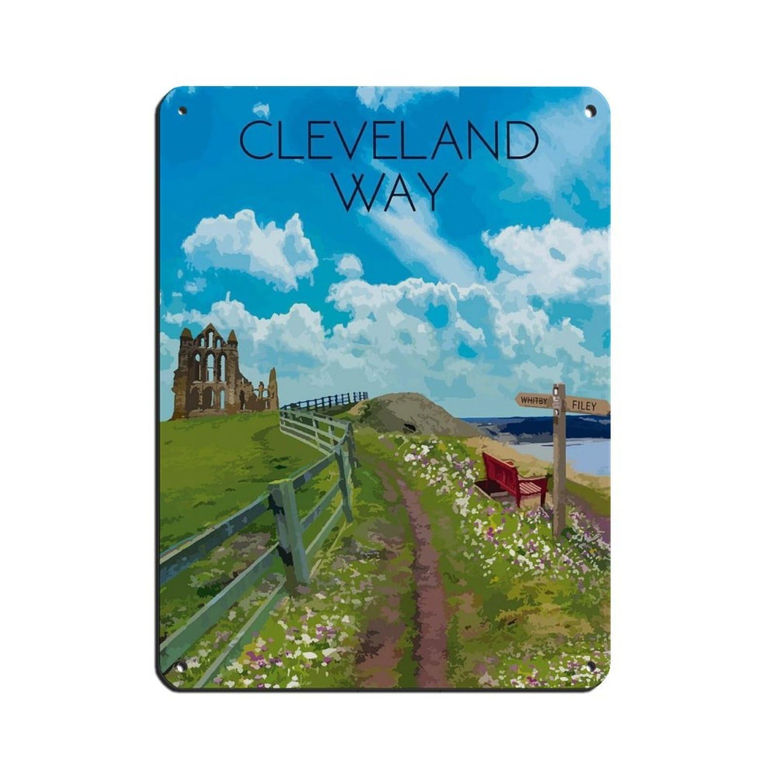 Poster Cleveland Way en métal vintage avec finition robuste 30 x 40 cm