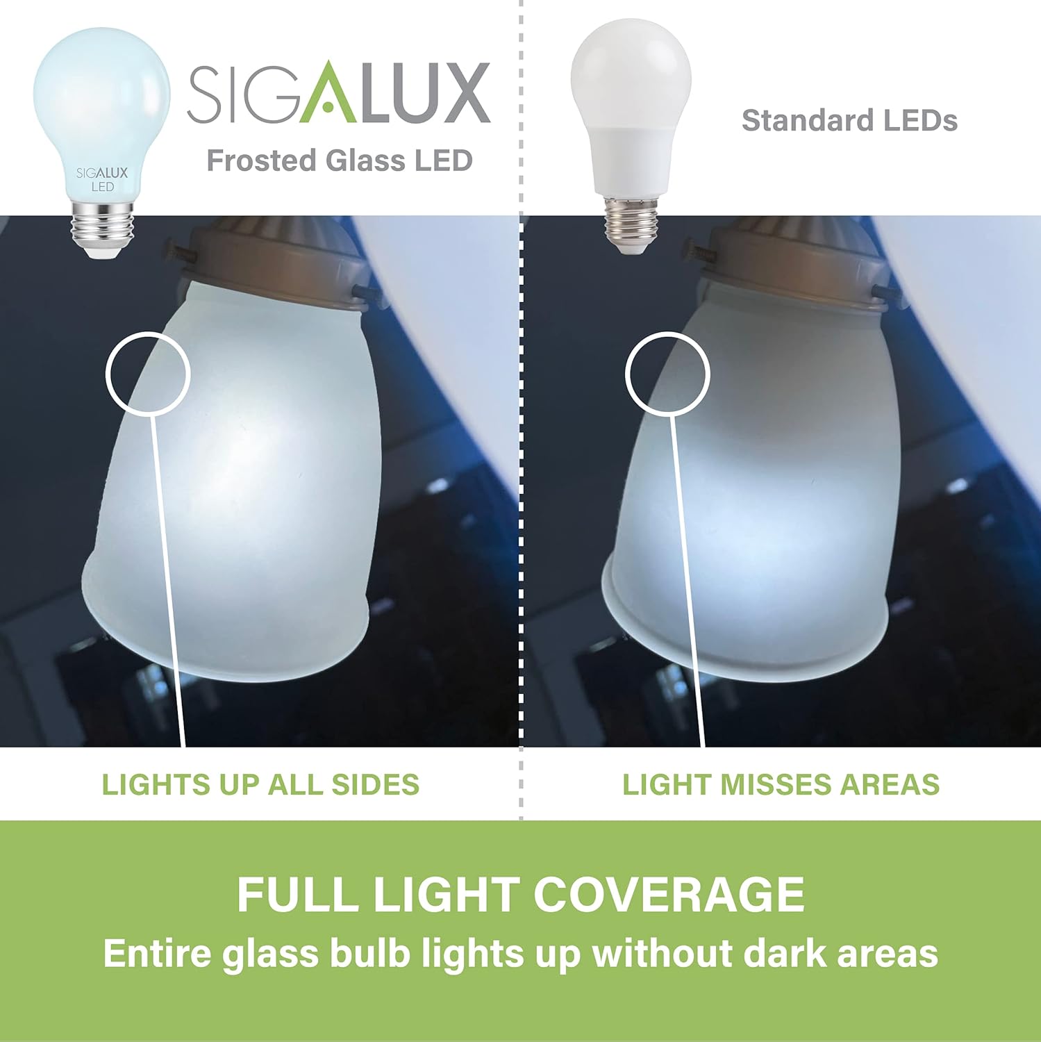 Sigalux Dimmable E26 LED Light Bulb, 60W Equivalent, Energy Star Certified Daylight 5000K LED Filament Bulbs, A19 Edison Vintage Antique Frosted Bulbs with Medium Base, 800LM, UL Listed, 6 Pack