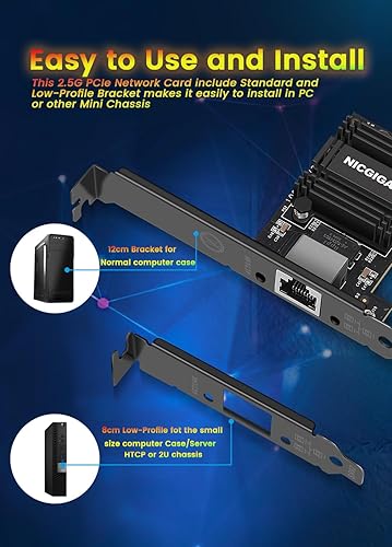 Miniatura 5 de NICGIGA Adaptador de red PCIe 2.5G Base-T, Realtek RTL8125B 2.5Gbps1Gbps100Mbps Tarjeta de red Gigabit PCI Express Convertir a Ethernet RJ45 puerto