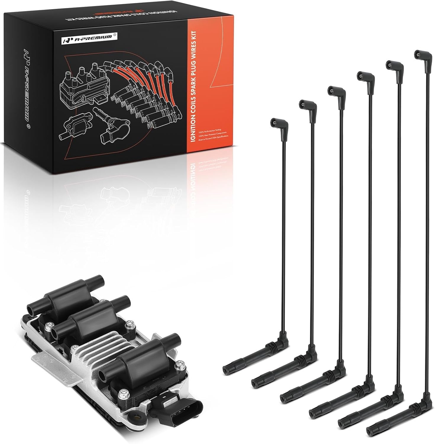A-Premium 1 Ignition Coils with 6 Wire Compatible with Volkswagen Passat 1998-2005 & Audi A4/A4 Quattro 1998-2001, A6 1999-2001, A6 Quattro 1998-2001, 2.8L