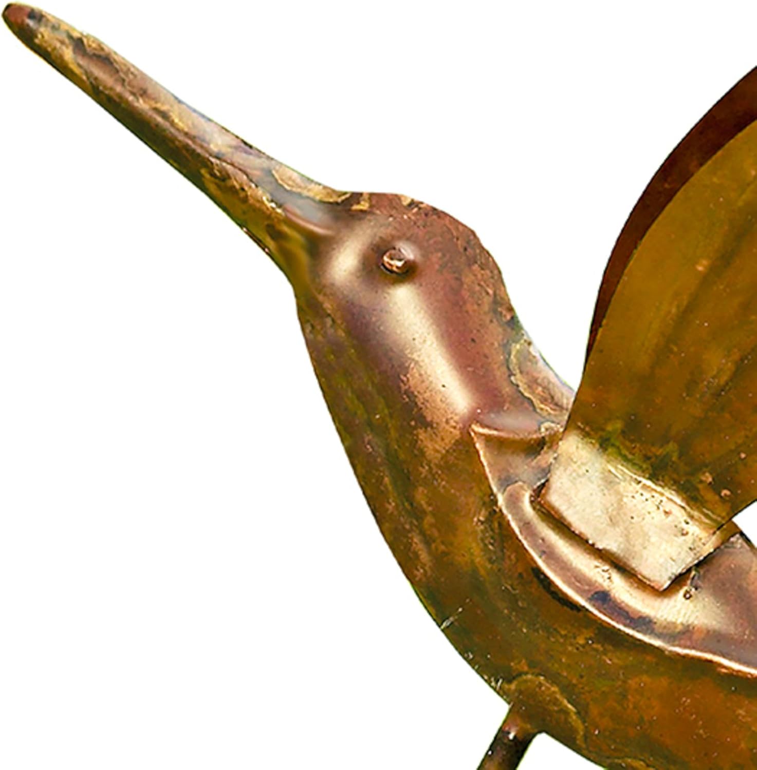 BestNest Set of 4 Ancient Graffiti Staked Hummingbird Garden Ornaments, 30" Tall Metal Yard Stakes with Flamed Copper Finish, Outdoor Decorative Garden Art for Yard & Flower Beds