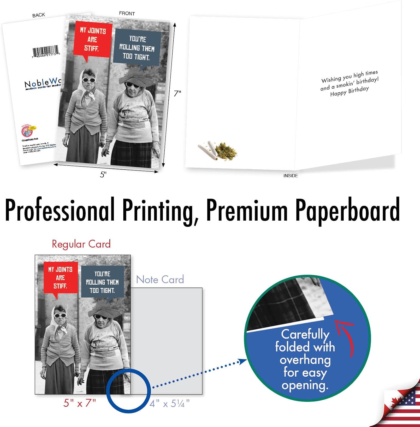 NobleWorks 1 Funny Old People Birthday Cards (1 Card) Hilarious Birthday Greeting for Women with 5x7 Envelope Stiff Joints C5680BDG