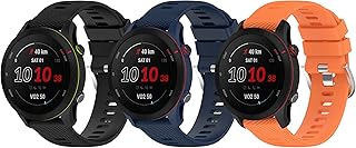TenCloud 3 Pack Bands Compatible with Garmin Forerunner 255 Watch Bands Accessories(not for the 255S) 22mm Band, Silicone Strap Replacement Band for Forerunner 255 Music (Orange+Nave Blue+Black)