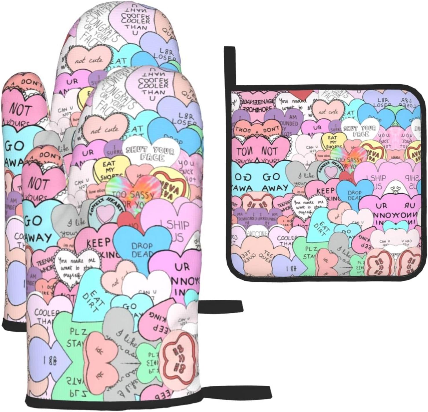 Colorful Heart-Standard Print Heat Resistant Microwave Gloves, Used for Baking, Cooking, and Fashion Kitchen Essentials