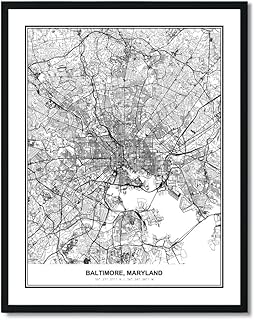 Susie Arts 11X14 Unframed Baltimore Maryland Wall Art Metropolitan City View Abstract Street Map Art Print Poster Wall Decor Home Office sdm028