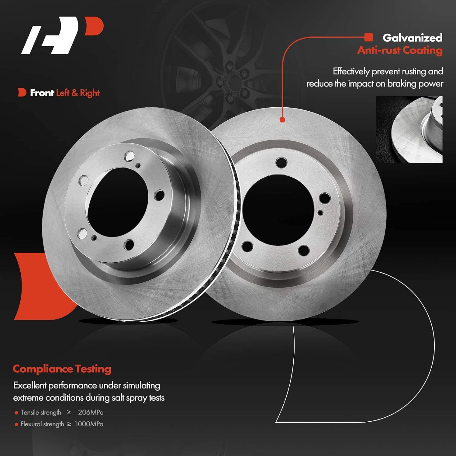 A-Premium 13.92 in(353.5 mm) Front Vented Disc Brake Rotors + Ceramic Pads Kit Compatible with Select Toyota and Lexus Models - Sequoia 08-21, Tundra 07-21, Land Cruiser 16-20, LX570 16-20, 6-PC Set
