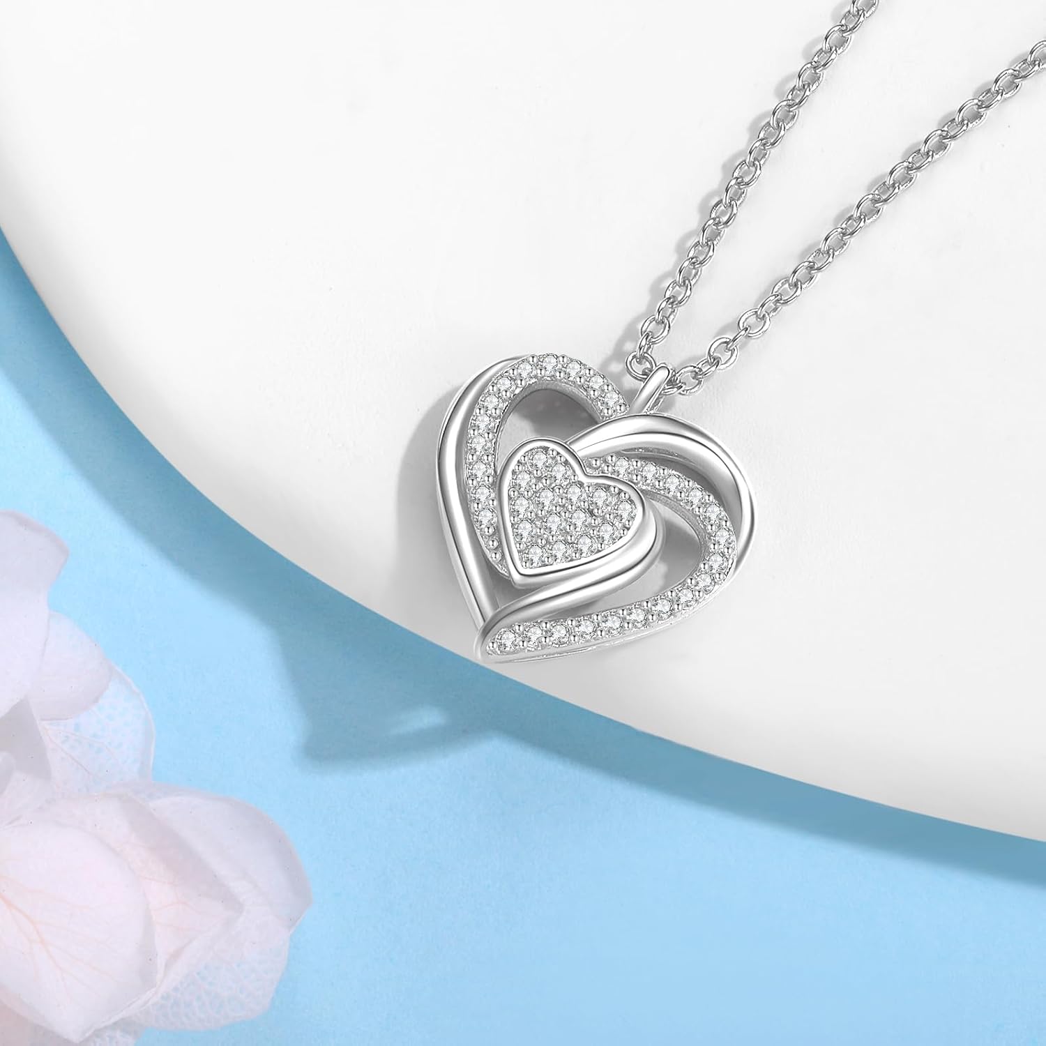 Jrêveinfini 925 Sterling Silver Heart Necklace for Women, Sparkling Cubic Zirconia Pendant, Adjustable Length, Timeless Love Symbol, Gift for Any Occasion - Image 3