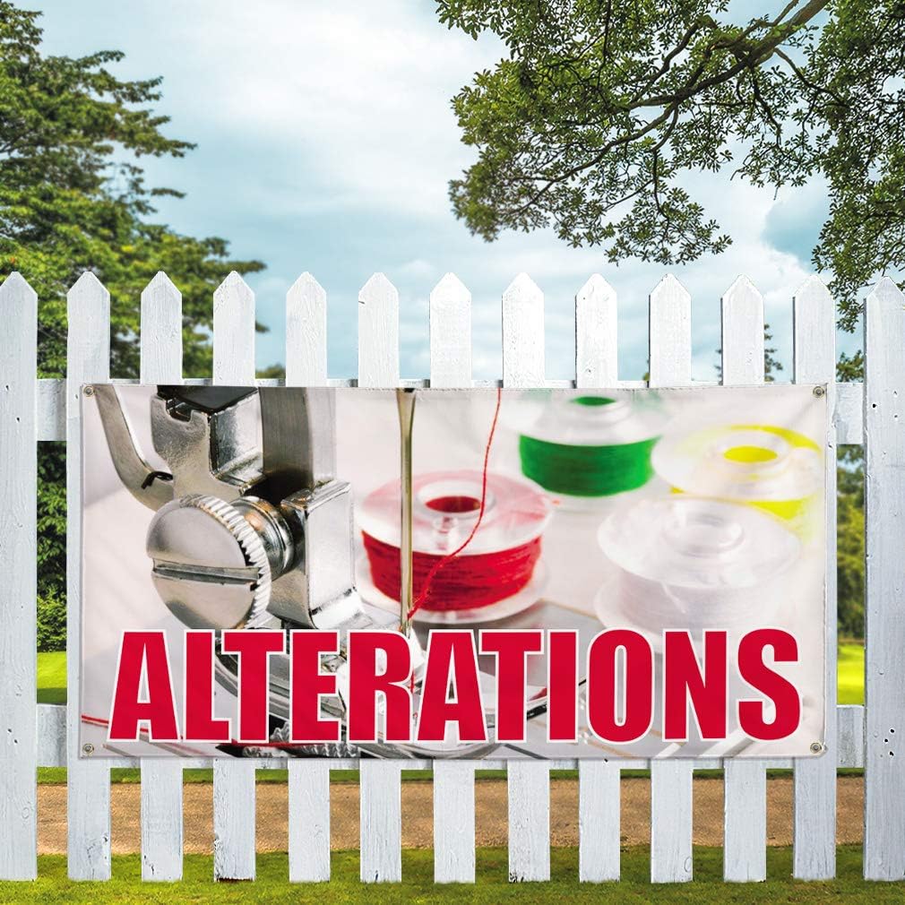 Vinyl Banner Multiple Sizes Alterations Outdoor Advertising Printing B Business Outdoor Weatherproof Industrial Yard Signs White 4 Grommets 16x40Inches
