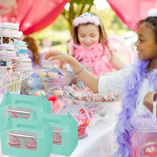 Miniatura 4 de 20 cajas para magdalenas, 2 soportes para cupcakes, recipientes para magdalenas, recipientes de pastelería, cajas de dulces con ventana y asa para