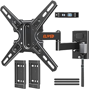 ELIVED Lockable RV TV Mount for Most 13-43 Inch TVs, RV TV Wall Mount Swivel and Tilt for Camper Trailer Motorhome, Detachable tv Bracket with Double Wall Plates, Max VESA 200x200mm, up to 22 LBS