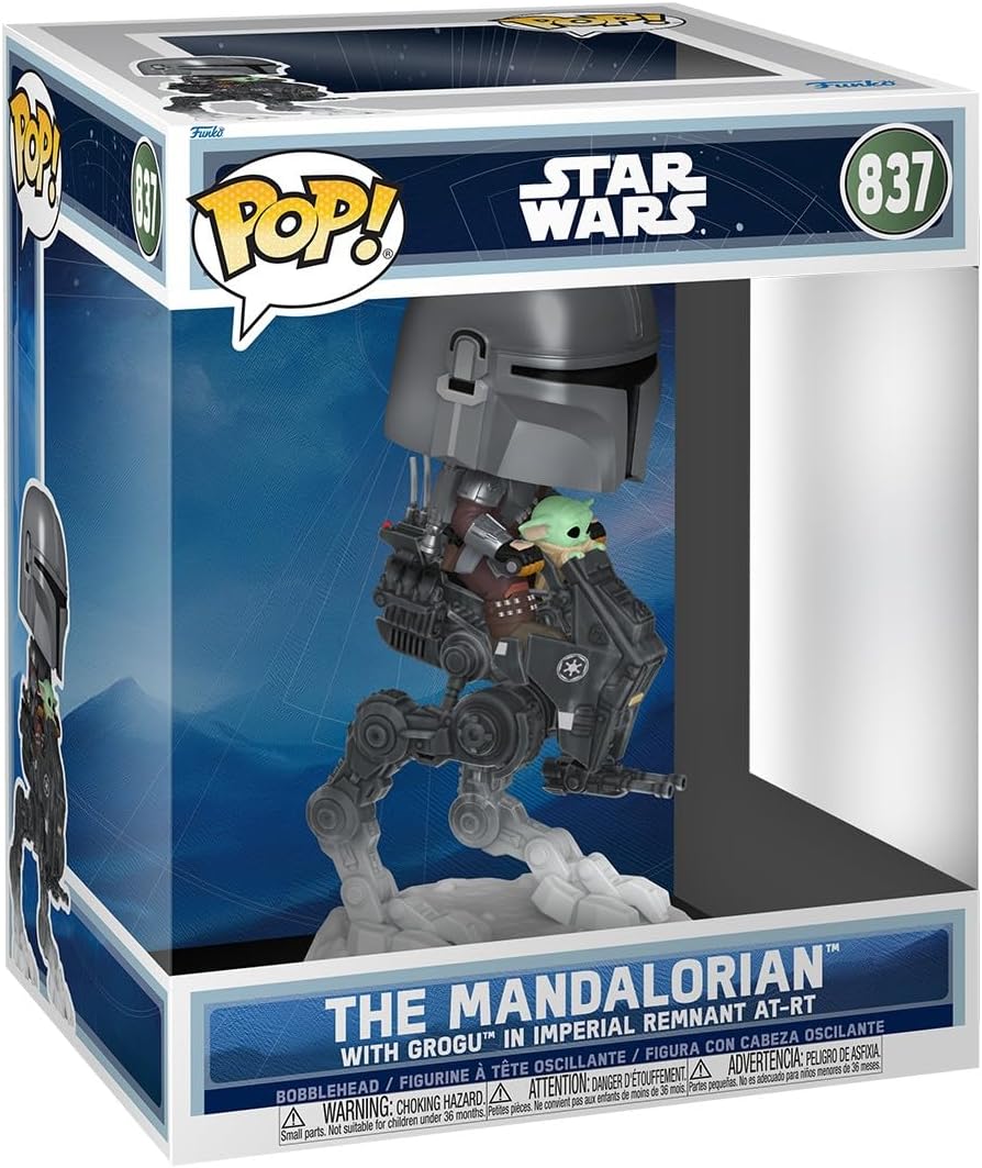 Funko Pop! Rides Deluxe: Mandalorian & Grogu - The Mandalorian with Grogu in Imperial Remnant AT-RT - Collectable Vinyl Figure - Gift Idea - Official Merchandise - Star Wars Fans