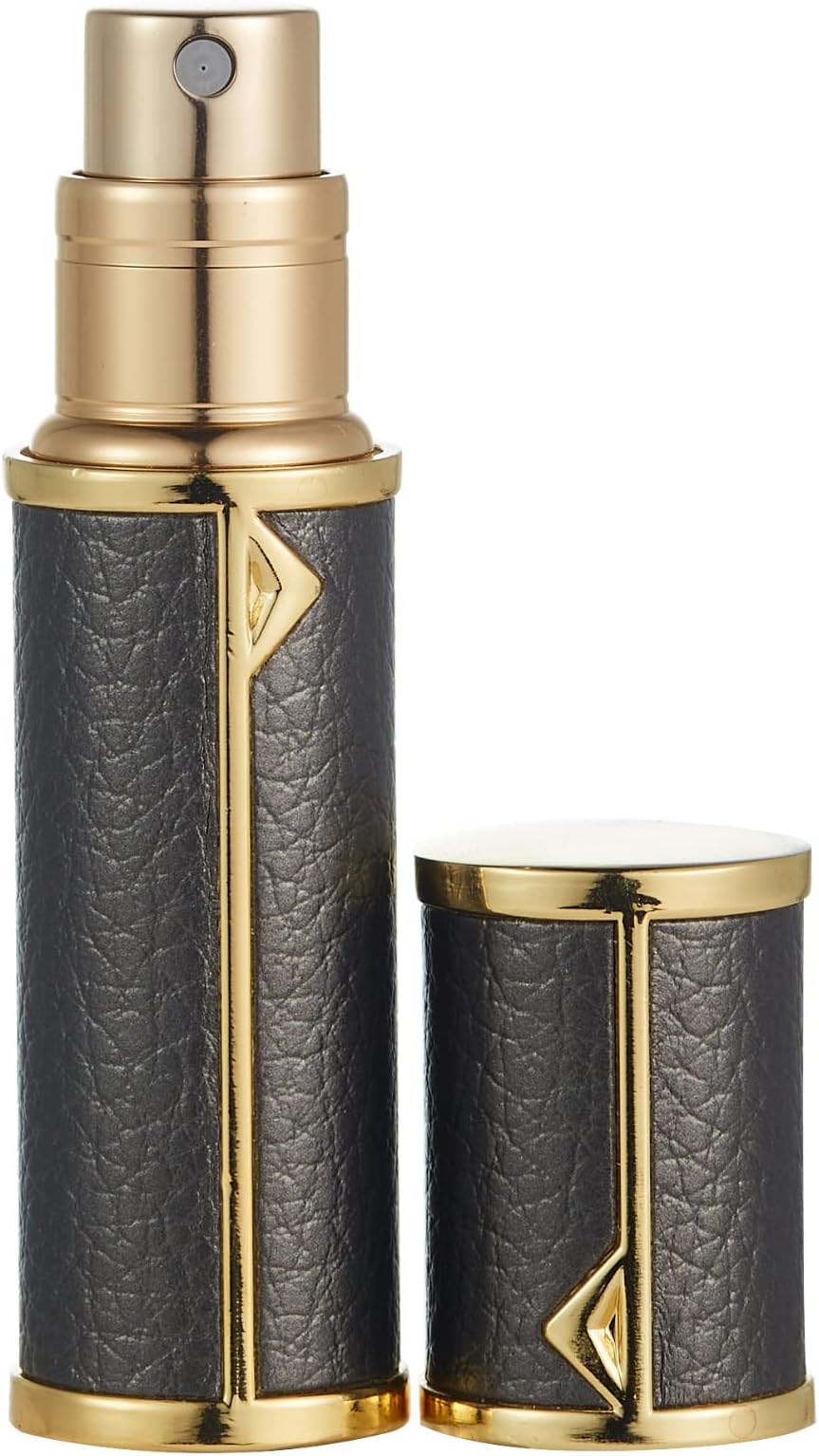 Perfume Atomiser, Refillable & Travel Size Perfume Bottle, Leaking Proof,Bottom Pump without Funnel, Luxurious Small women and men, 5ml (Black)