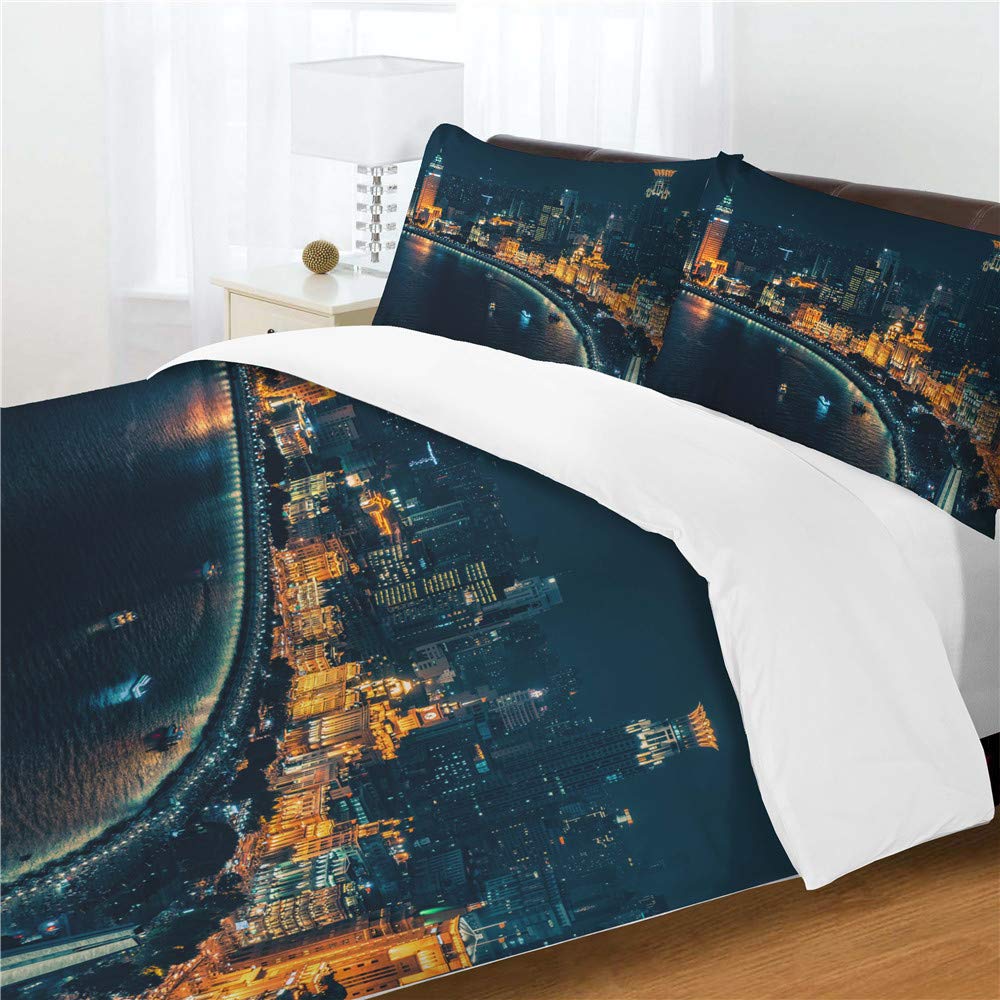 Ensemble de literie imprimé 3D avec housse de couette microfibre et taies d'oreillers