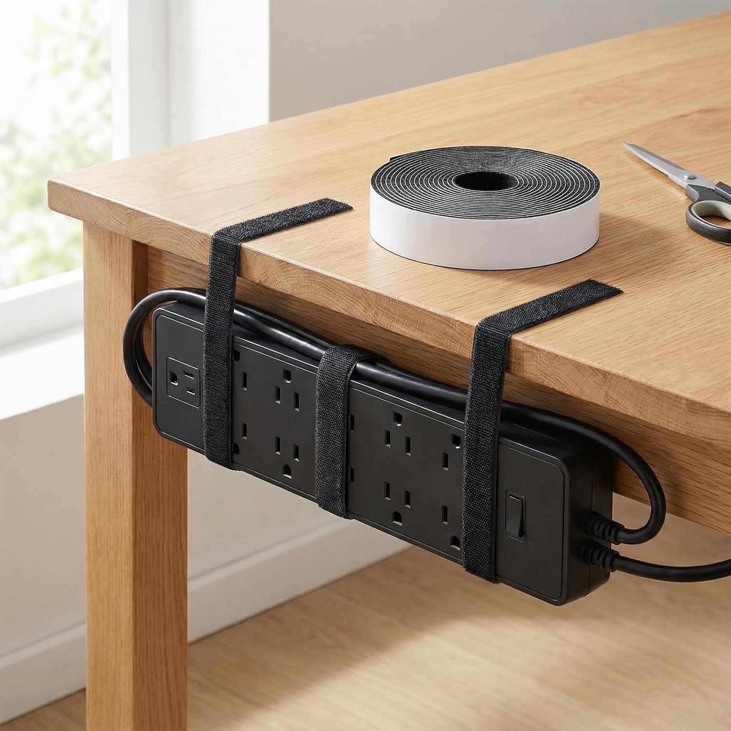 Hook and Loop Tape, 5M Self-Adhesive Fastening Strip, 20mm Wide Double Sided Heavy Duty Sticky Back Tape for Home, Office and Crafts