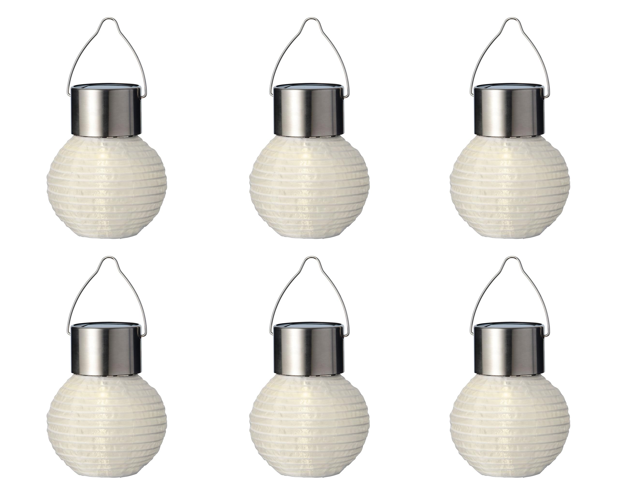 Lampions solaires de jardin en nylon blanc chaud suspendus lot de 6