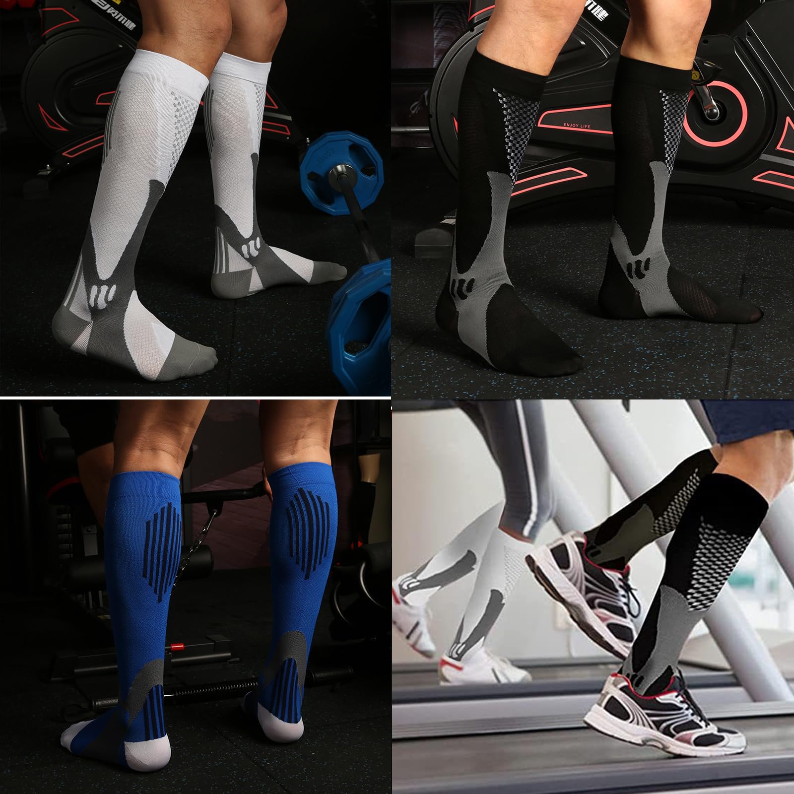 3 Pares de Calcetines de Compresión Mujer Hombre, Calcetines Largos de Compresión Graduada Calcetines Deportivos de Compresión Aptos para Deportes,Fútbol,Running Aptos para Pantorrillas Anchas