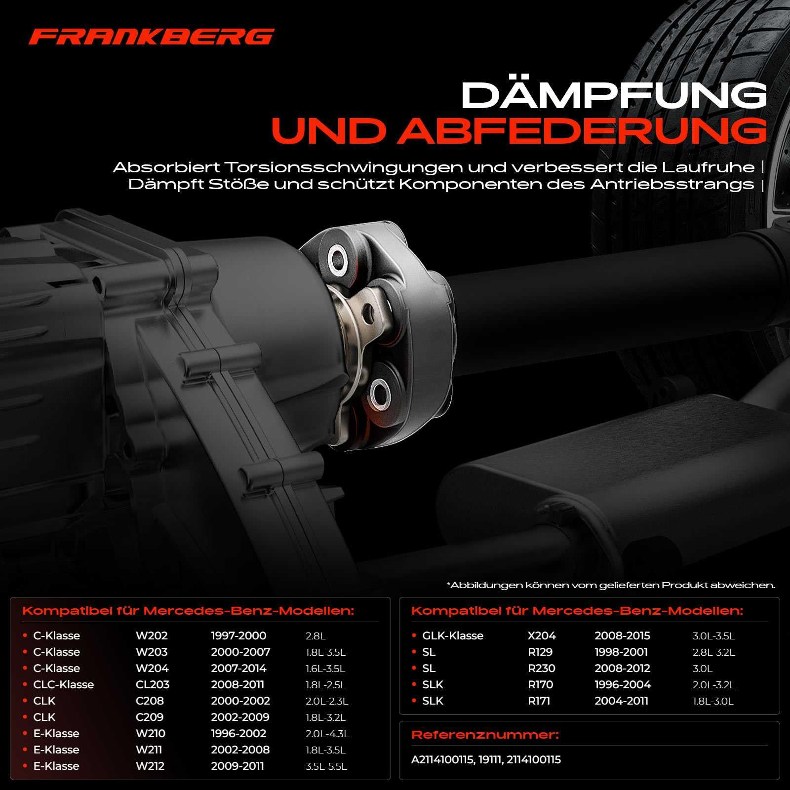 Frankberg 2x Junta Árbol de Transmisión Compatible con GLK-Klasse X204 Clase S V221 W221 Clase C W204 Clase C T-Model S204 Clase CLC CL203 Replace# 211 410 01 15
