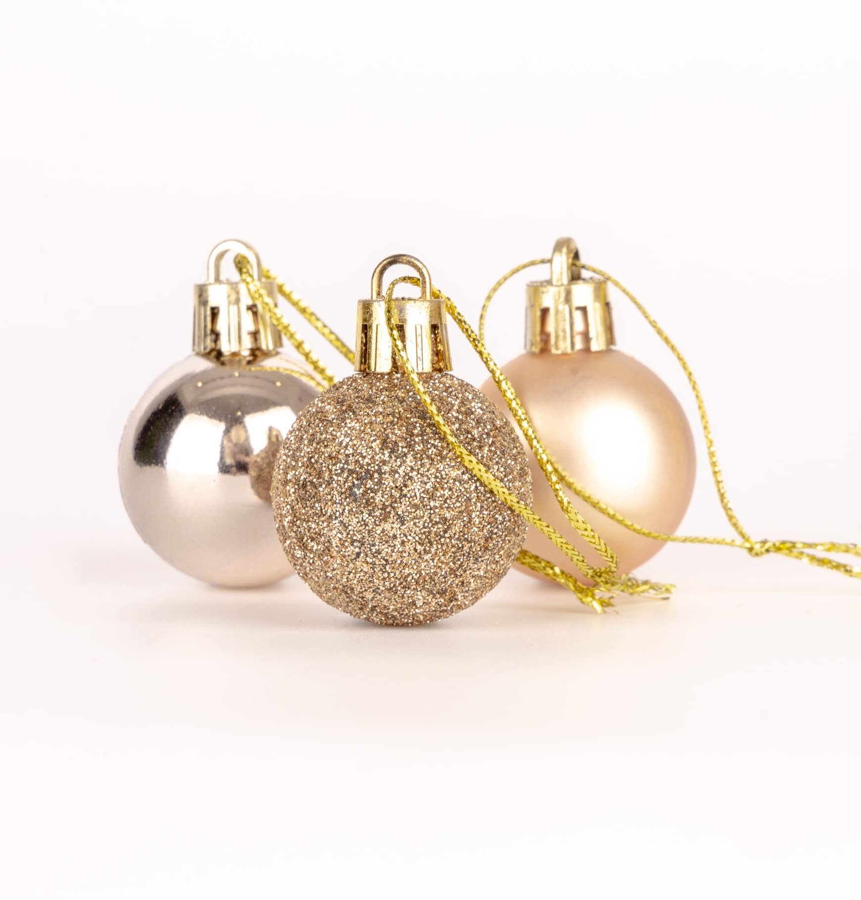 30mm/12Pcs Christmas Baubles Shatterproof Champagne Gold, Christmas Tree Decorations Ball Ornaments Balls Xmas Hanging Decorations Holiday Decor - Shiny,Matte,Glitter — image 1