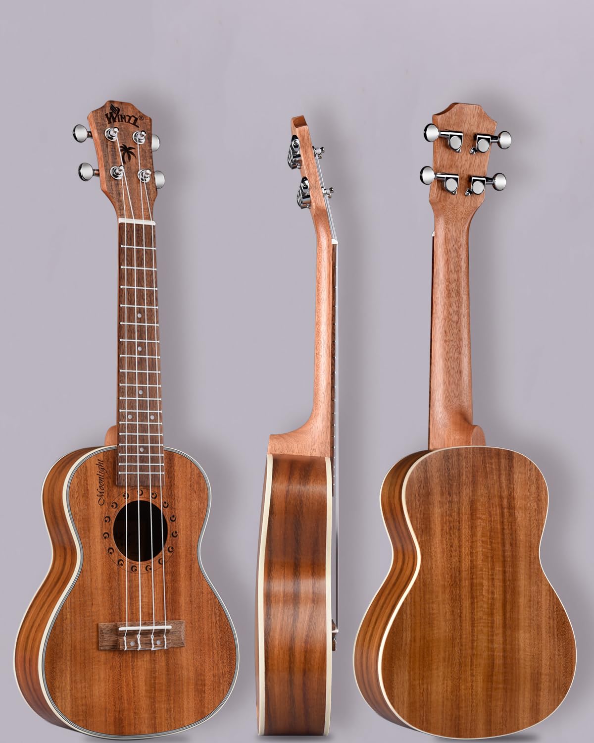 Winzz Ukulélé Concert Meilleure Sélection Wood KOA Ukulélé Trousse d'ukulélé de 23 pouces pour Débutant ou Professionnel avec Accessoires Optionnels - Mat Naturel