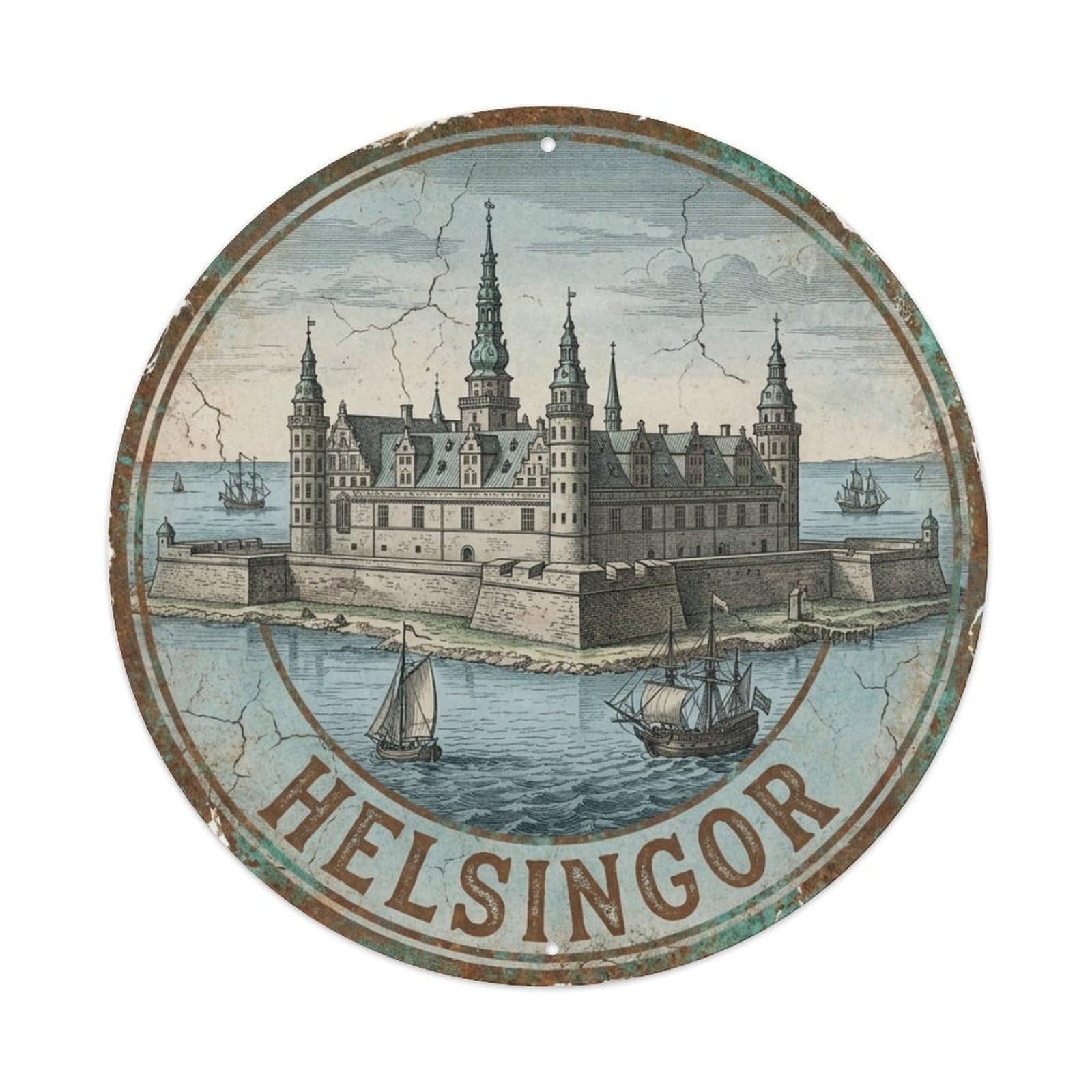 Retro Denmark Travel Helsingor Metal Tin Sign