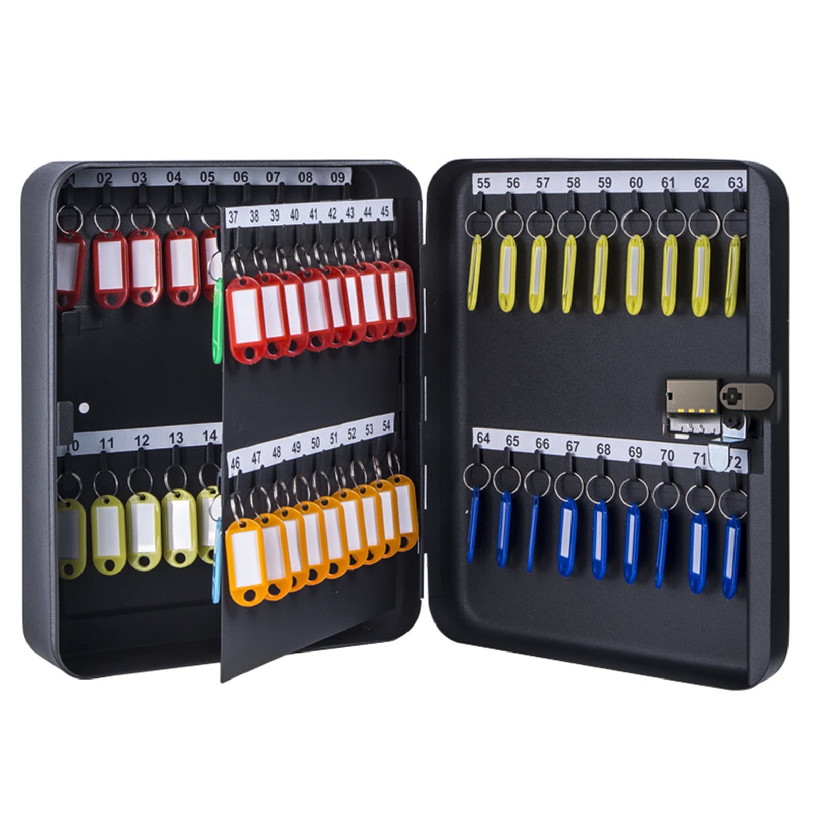 Armoire à clés murale avec serrure ionique C en métal pour un rangement sécurisé des clés (couleur : noir, capacité : 72 clés)