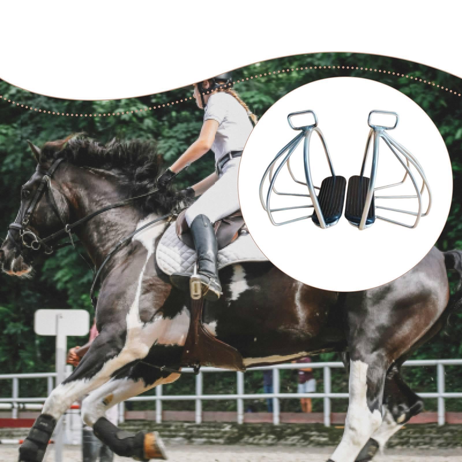 Almencla 2 Piezas Estribo Ecuestre Accesorio Montar Caballos Goma Ergonómica Acero Inoxidable para Disfrutan Entrenamiento Exterior
