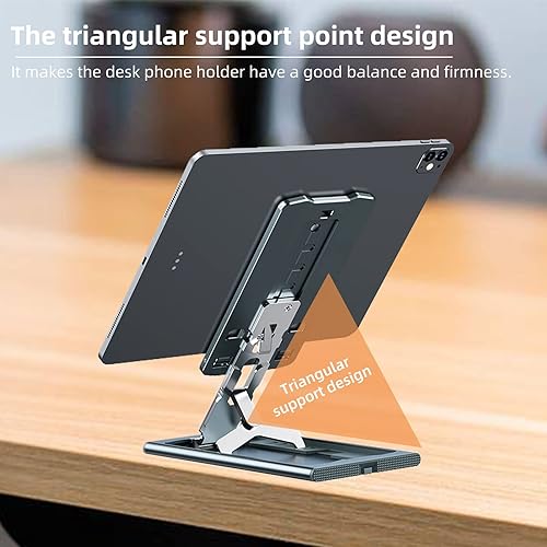 Miniatura 8 de Soporte plegable para teléfono celular, ángulo de altura, ajustable, de aluminio, soporte para teléfono de escritorio, soporte portátil para iPhone,