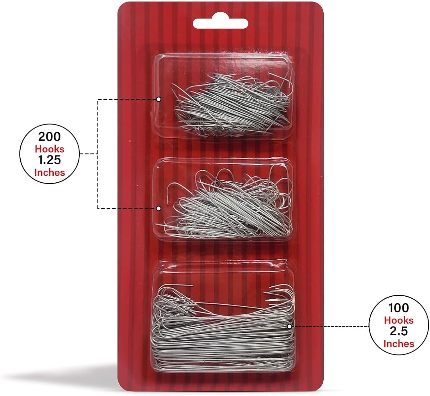 Bexter 300 Pack of Silver Ornament Hooks Christmas Tree Decorating Hooks- Metal Wire Ornament Hooks for Christmas Tree Decoration Hanging (Silver) (Happy Holidays!!)