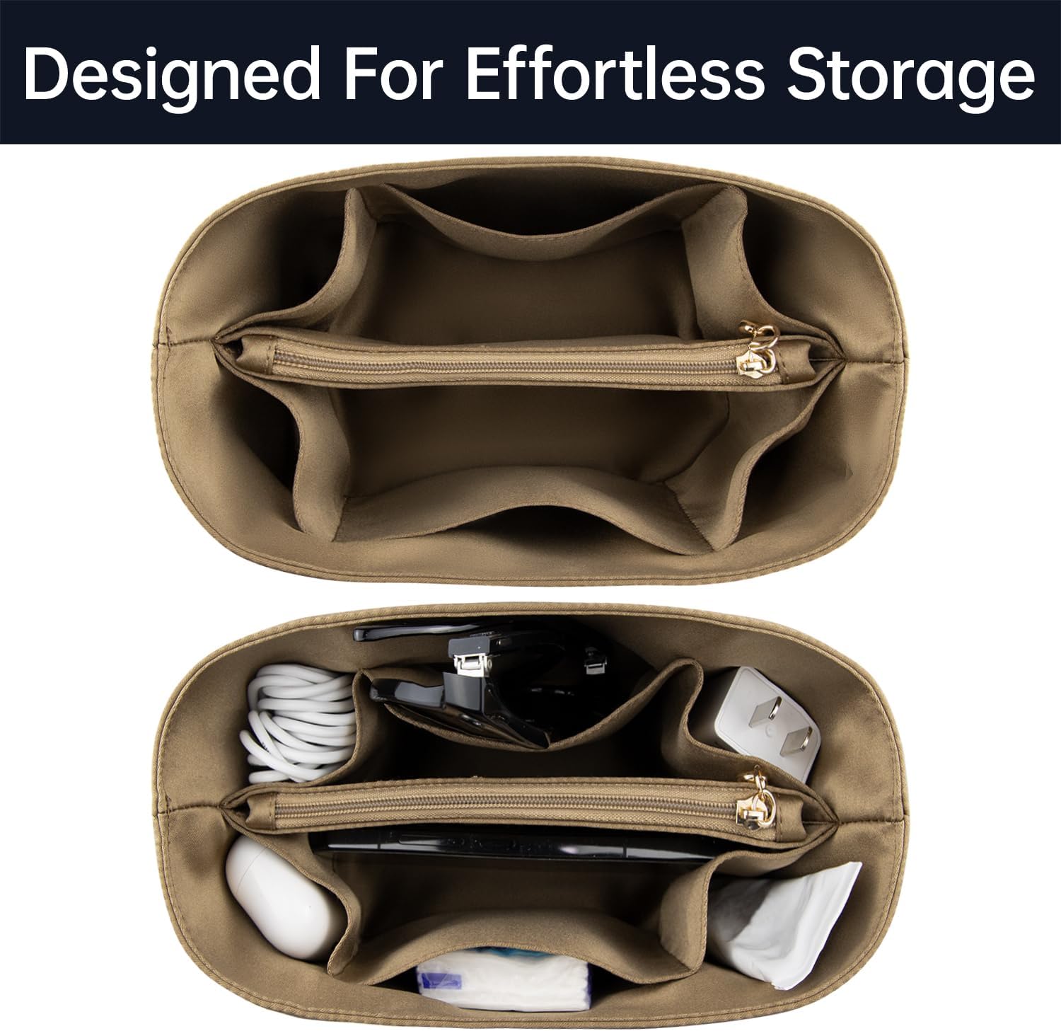 Organizer Insert for In The Loop 18/23, Satin Inner Bag Organiser(Size: In The Loop 18, Color: Craie)