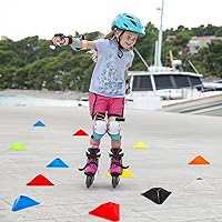 Vista 6 de 48 Pack Triangle Soccer Cones, Flexible Agility Cones with Carry Bag and Strap, Sports Drill Cones for Training, Plastic Traffic Marker Cones for