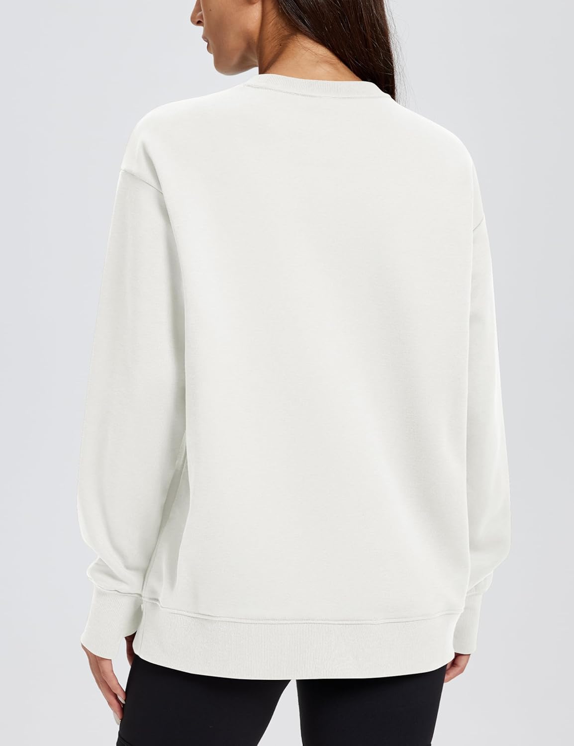 MAGCOMSEN Women's Fleece Lined Sweatshirts Pullover Crewneck Sweater Loose Fit Casual Winter Warm Tops with Thumb Holes - Image 5