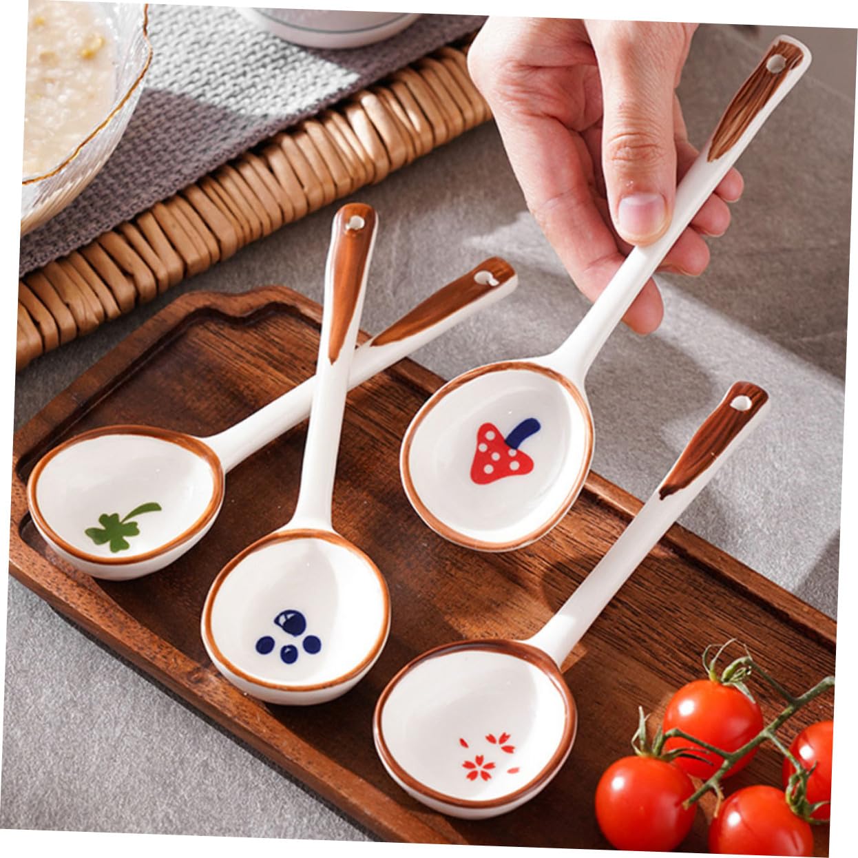 Suppenlöffel mit Keramik Stiel für Küche und Restaurant