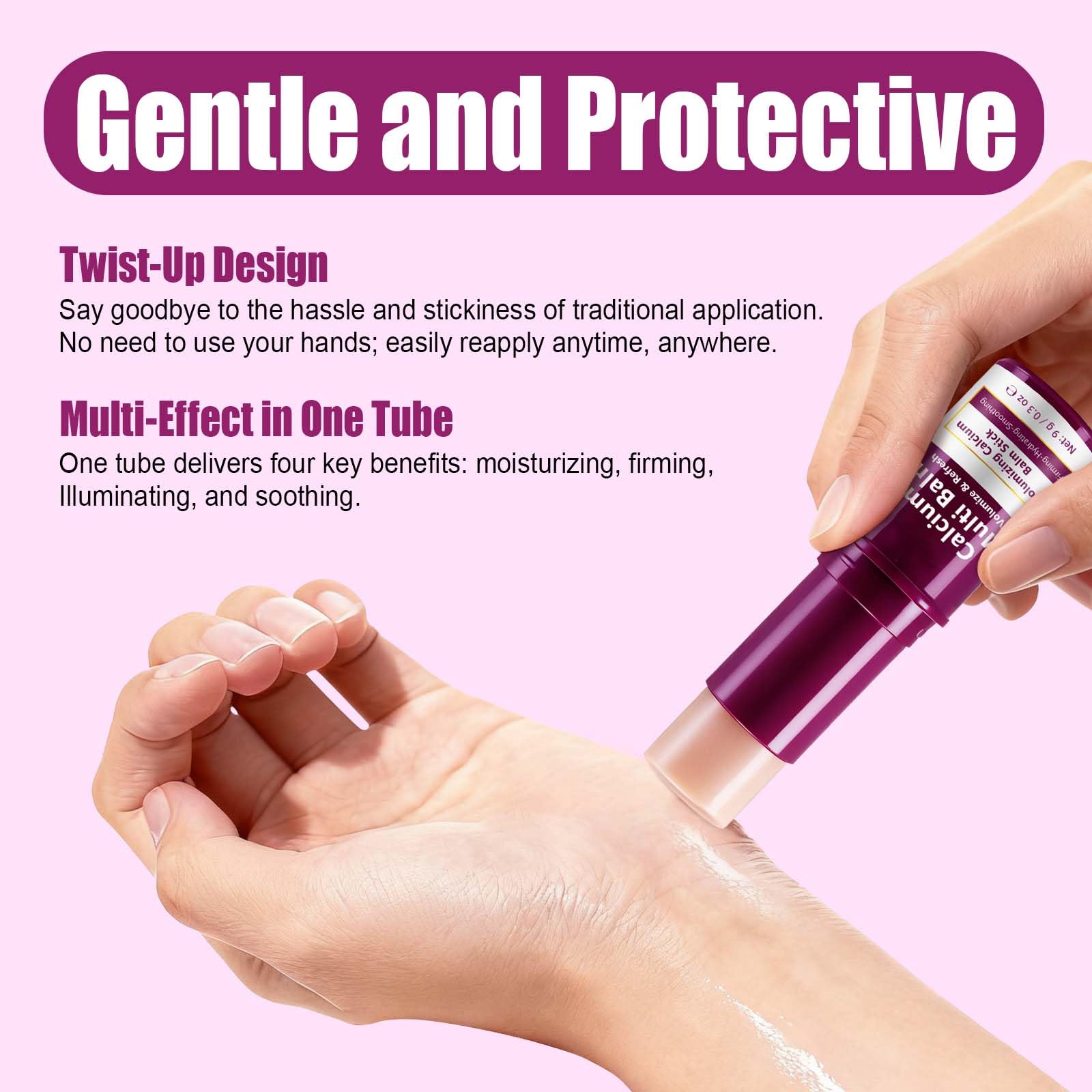 Calcium Multi Balm Stick 9g – Balsamo Idratante con Collagene e Calcio, Stick Anti-Età Rassodante per Viso Occhi e Collo, Nutriente e Levigante, Formula Multiuso per Idratazione Quotidiana Portatile
