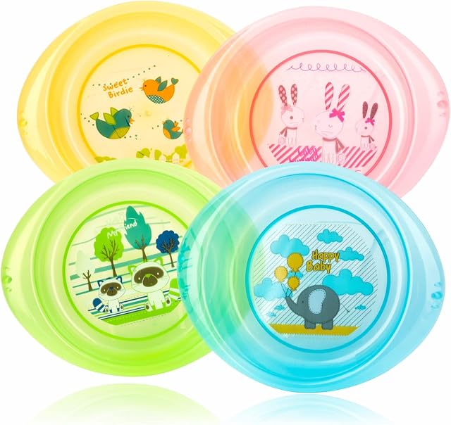 Toddler Plates Baby Feeding Plate Microwave and Dishwasher Safe Unbreakable BPA Free Plastic Food Tray For Toddlers Kids Children Highchair Lightweight Reusable Dishes Mealtime Dish (BLUE/GREEN)
