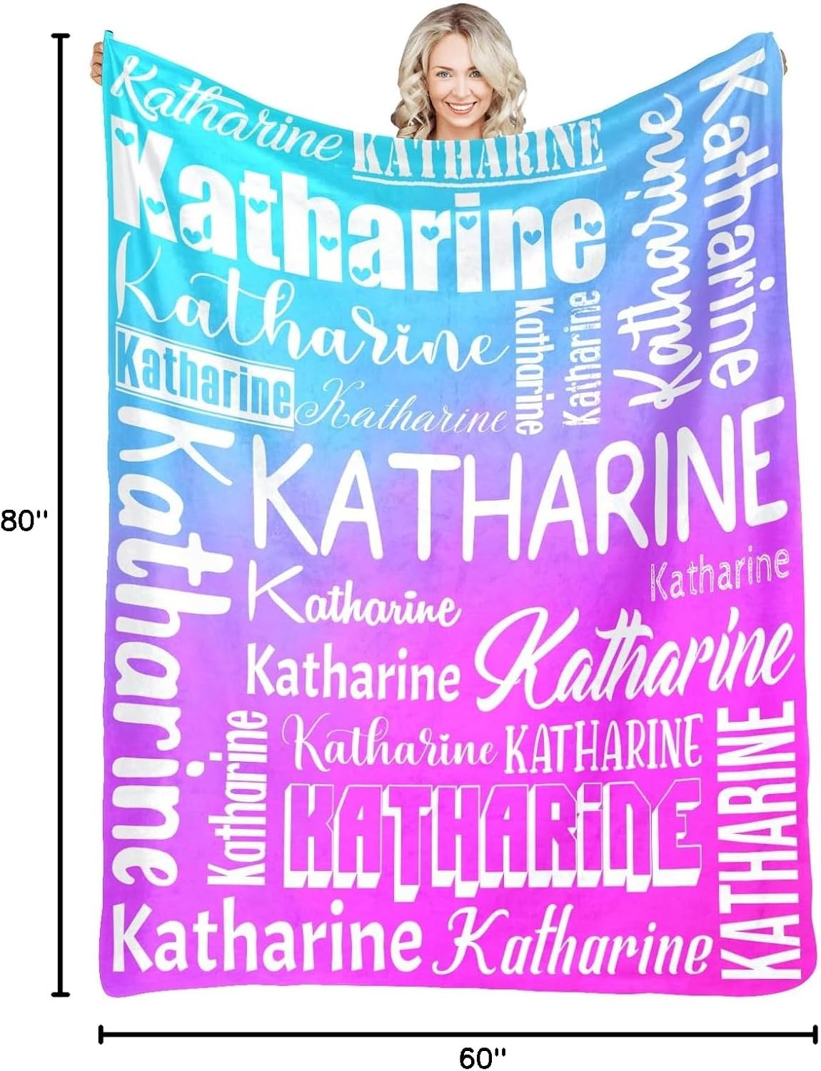 Personalized Blankets with Name Custom Blanket for Adult Kids Baby Customized Blanket Monogrammed Blankets Gifts for Women Men Girls Boys (Colorful Background 4, 60"x80")